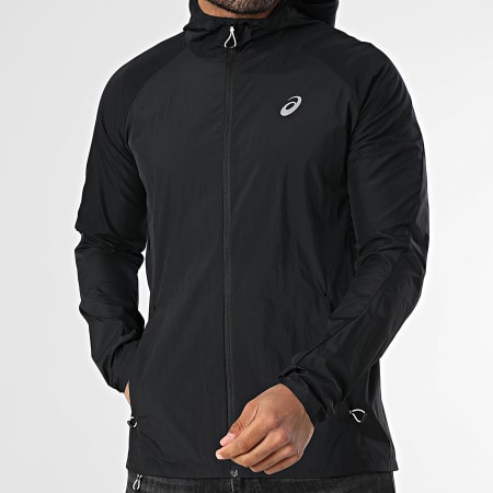 Asics - Coupe-Vent Capuche Zippé Regular Fit Road Packable 2011D084 Noir Réfléchissant
