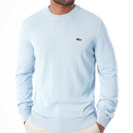 Lacoste - Pull Logo Brodé Crocodile Regular Fit Bleu Clair