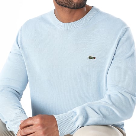 Lacoste - Pull Logo Brodé Crocodile Regular Fit Bleu Clair