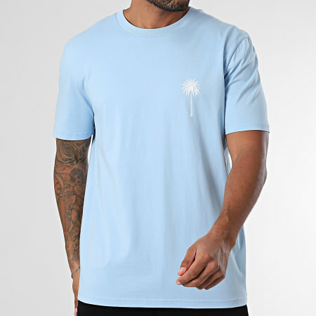 Luxury Lovers - Tee Shirt Oversize Miami Palm Bleu Clair Blanc