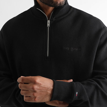 Tommy Jeans - Sudadera con cremallera Waffle Script 1880 Negro