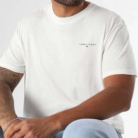 Tommy Jeans - Tee Shirt Slim Linear Chest 1780 Blanc