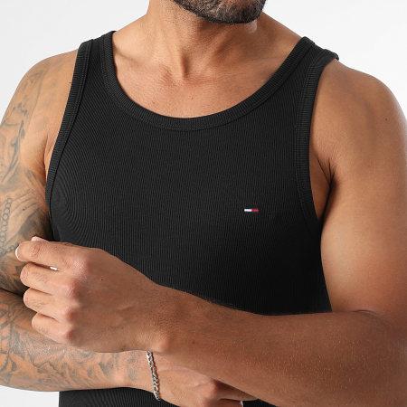 Tommy Jeans - Débardeur Côtelé Slim Classic Flag Ribbed 1927 Noir