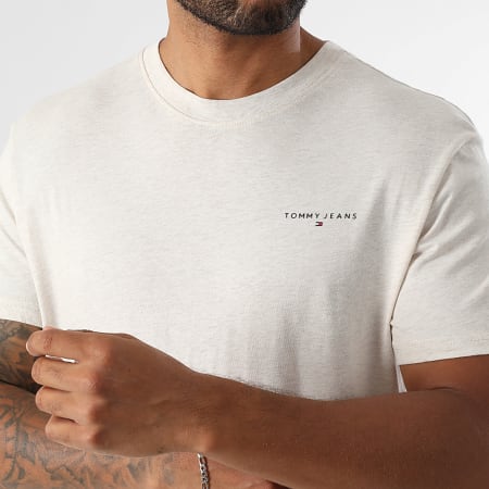 Tommy Jeans - Tee Shirt Slim Linear Chest 1780 Beige Chiné