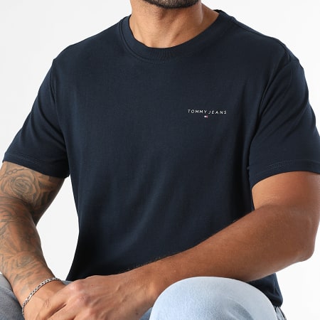 Tommy Jeans - Tee Shirt Slim Linear Chest 1780 Bleu Marine