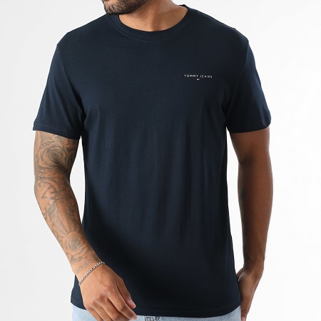 Tommy Jeans - Tee Shirt Slim Linear Chest 1780 Bleu Marine
