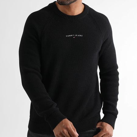 Tommy Jeans - Pull Slim Raglan Linear 1655 Noir