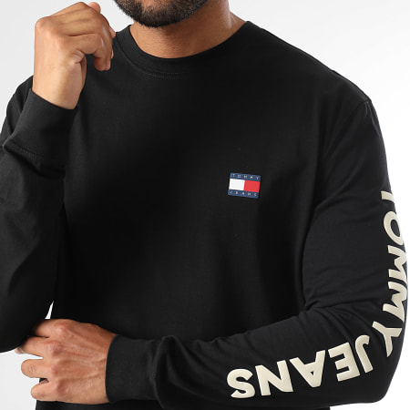 Tommy Jeans - Camiseta Manga Larga Cuello Pop 1591 Negro