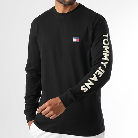 Tommy Jeans - Camiseta Manga Larga Cuello Pop 1591 Negro