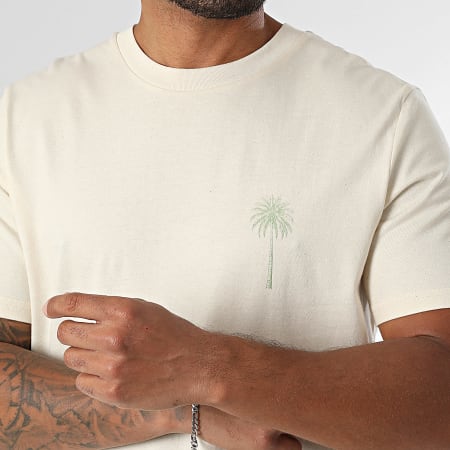 Luxury Lovers - Miami Palm Beige Green Khaki Tee Shirt And Jogging Shorts Set