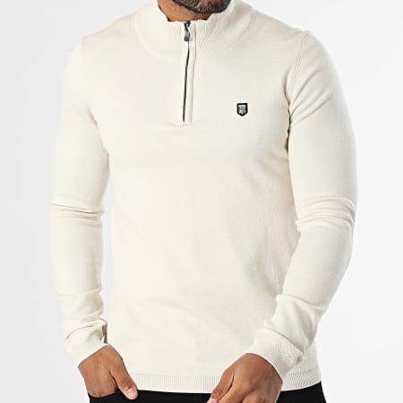 Teddy Smith - Marty 2 Beige Zip Neck Sweater