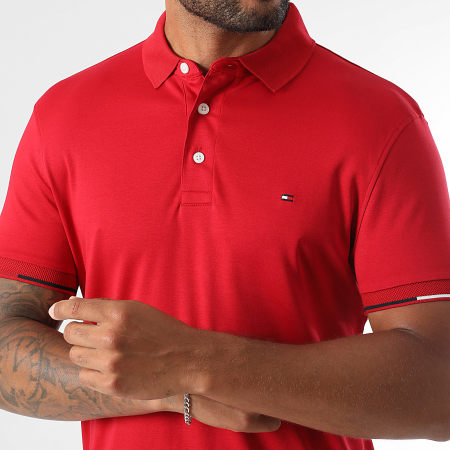 Tommy Hilfiger - Polo Manches Courtes Slim Interlock Flagcuff 9348 Rouge