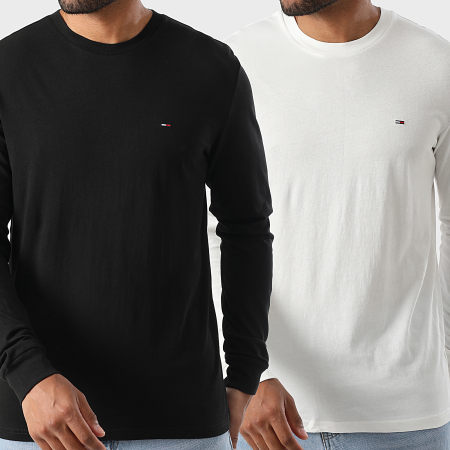 Tommy Jeans - Lot De 2 Tee Shirt Manches Longues TJM 2148 Noir Blanc