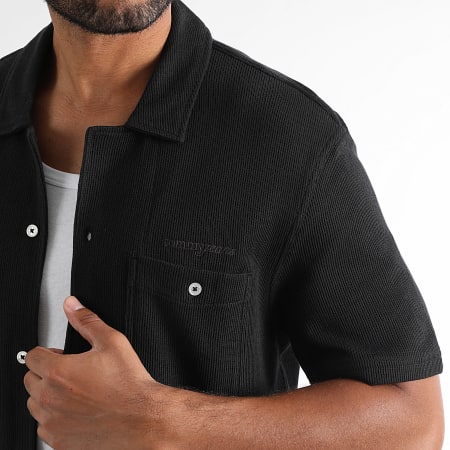 Tommy Jeans - Camicia a maniche corte Regular Fit Waffle 1928 Nero