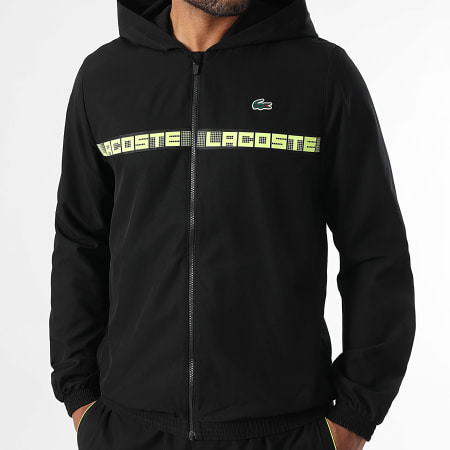 Lacoste - Black Yellow Fluo Crocodile Logo Track Suit - Ryses