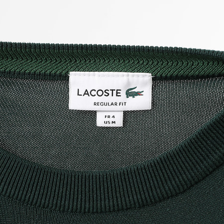 Lacoste - Pull Logo Brodé Crocodile Regular Fit Vert Bouteille