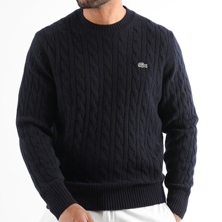 Lacoste - Pull En Maille Logo Brodé Crocodile Classic Fit Bleu Marine