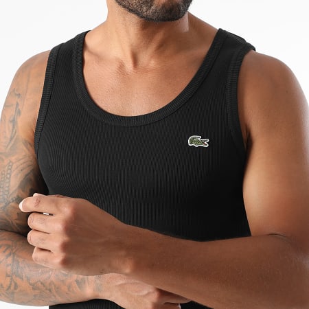 Lacoste - Débardeur Côtelé Slim Fit Logo Brodé Crocodile Noir