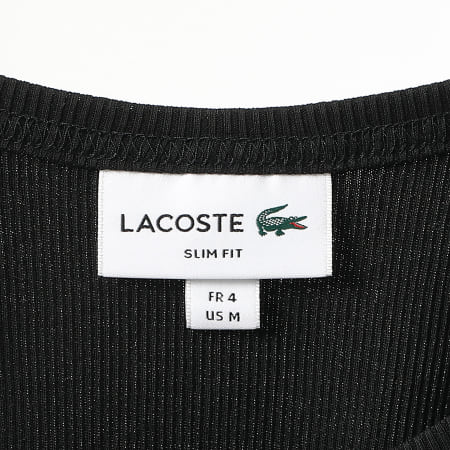 Lacoste - Débardeur Côtelé Slim Fit Logo Brodé Crocodile Noir