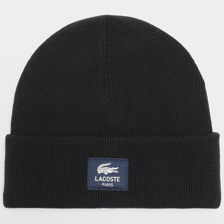 Lacoste - Bonnet Patch Cousu Crocodile Noir