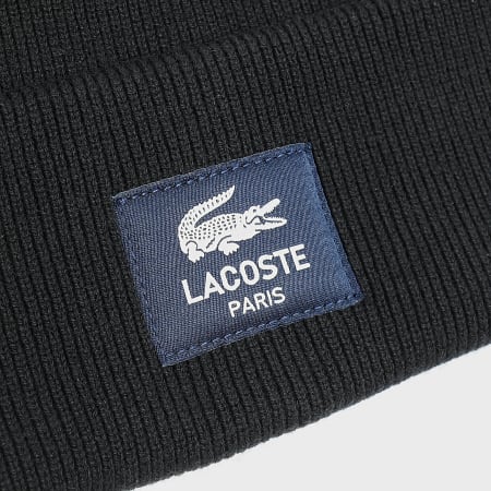 Lacoste - Bonnet Patch Cousu Crocodile Noir