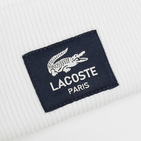 Lacoste - Bonnet Patch Cousu Crocodile Blanc