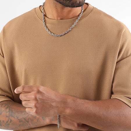 LBO - Ensemble Tee Shirt Large Et Short Cargo Texturé Waffle 2070 Camel