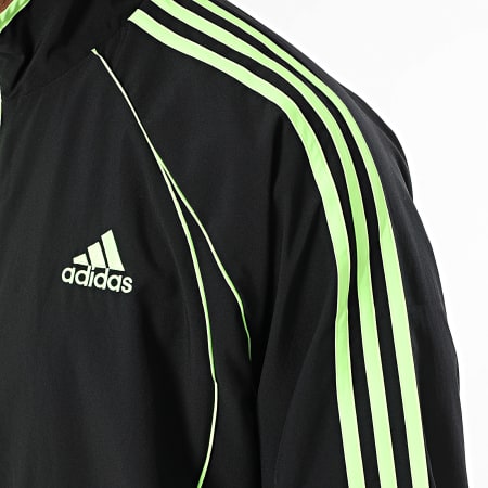 Adidas Sportswear - Ensemble De Survetement A Bandes Teamgeist JW5866 JW5869 Noir Vert Fluo