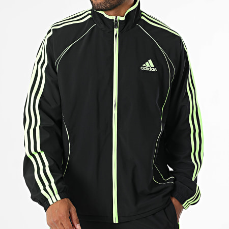 Adidas Sportswear - Ensemble De Survetement A Bandes Teamgeist JW5866 JW5869 Noir Vert Fluo