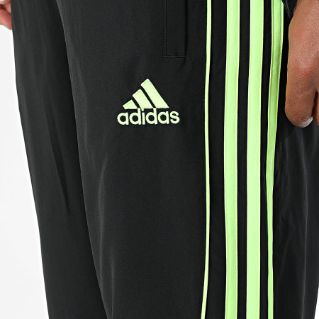 Adidas Sportswear - Ensemble De Survetement A Bandes Teamgeist JW5866 JW5869 Noir Vert Fluo