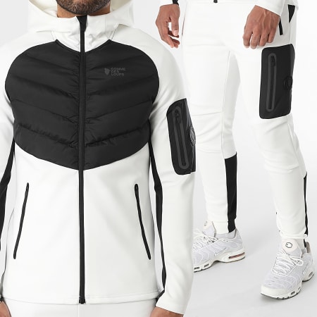 Comme Des Loups - Ensemble Veste Zippée Capuche Et Pantalon Jogging Turbo Blanc Noir