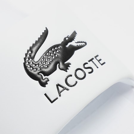 Logo Crocodile Claquette Lacoste Noir Et Blanc Lacoste Claquettes