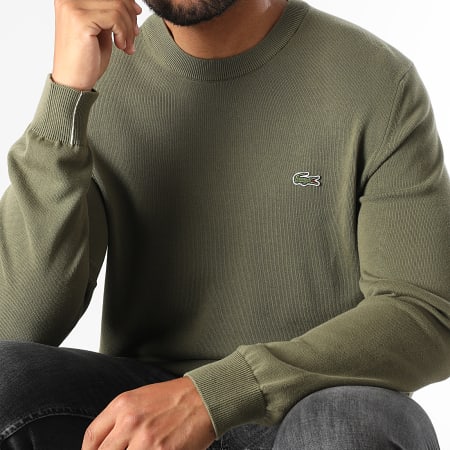 Lacoste - Pull Logo Brodé Crocodile Regular Fit Vert Kaki
