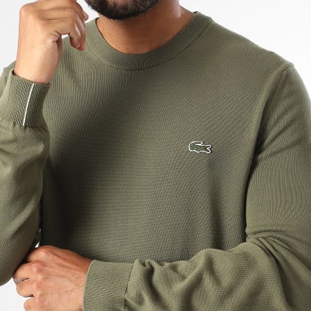 Lacoste - Pull Logo Brodé Crocodile Regular Fit Vert Kaki
