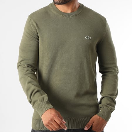 Lacoste - Pull Logo Brodé Crocodile Regular Fit Vert Kaki