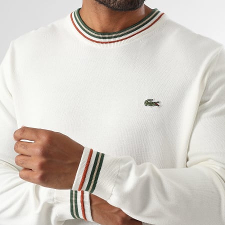 Lacoste - Pull Logo Brodé Crocodile Blanc