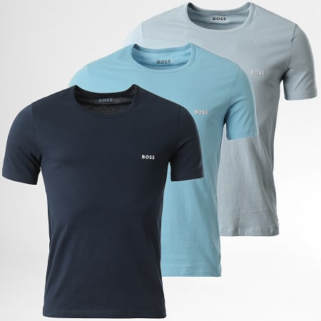 BOSS - Lot De 3 Tee Shirts 50532470 Bleu Marine Bleu Clair Bleu Turquoise