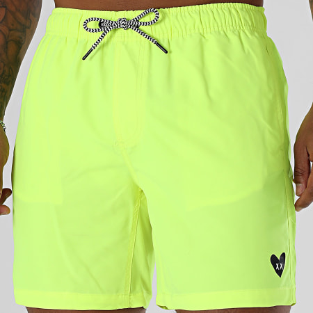 Luxury Lovers - Short De Bain Small Heart Jaune Fluo Noir