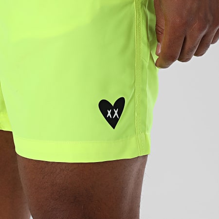 Luxury Lovers - Short De Bain Small Heart Jaune Fluo Noir