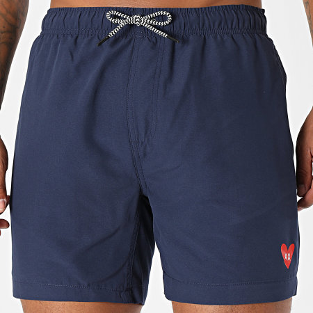 Luxury Lovers - Short De Bain Small Heart Bleu Marine Rouge