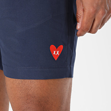 Luxury Lovers - Short De Bain Small Heart Bleu Marine Rouge