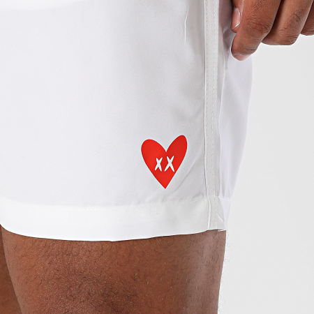 Luxury Lovers - Short De Bain Small Heart Blanc Rouge