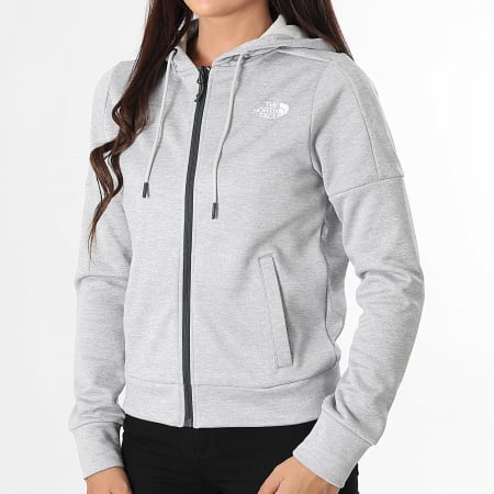 The North Face - Sweat Zippé Capuche Femme Reaxion Feece A8CNR Gris Chiné