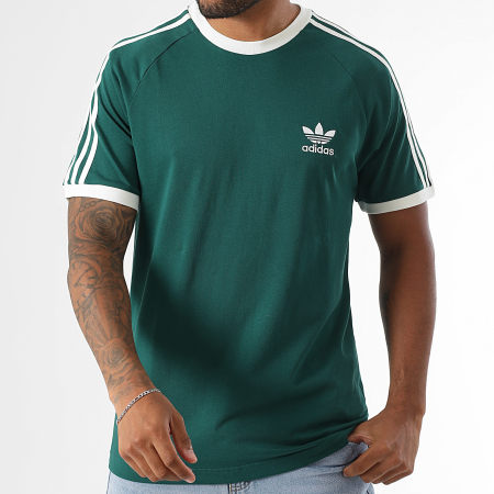 Adidas Originals - Tee Shirt 3 Stripes KA0471 Vert Bouteille Beige