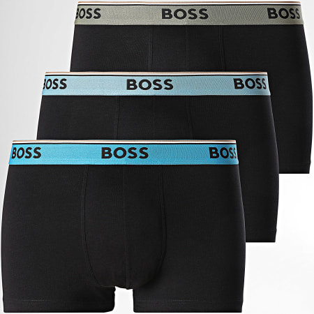 BOSS - Lot De 3 Boxers Power 50531684 Noir Vert Kaki Bleu Clair