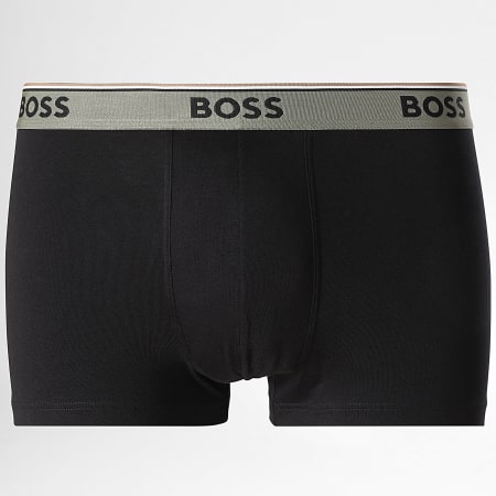 BOSS - Lot De 3 Boxers Power 50531684 Noir Vert Kaki Bleu Clair