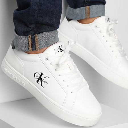 Calvin Klein - Classic Cupsole Mono Leather 1369 Bright White Black Sneakers