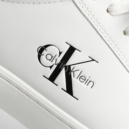 Calvin Klein - Classic Cupsole Mono Leather 1369 Bright White Black Sneakers