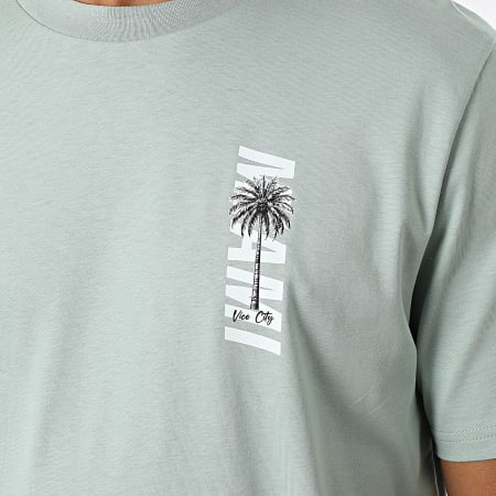 Luxury Lovers - Tee Shirt Oversize Large Pecho Miami Palm Verde Claro Blanco