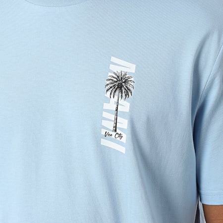 Luxury Lovers - Tee Shirt Oversize Large Pecho Miami Palm Azul Claro Blanco